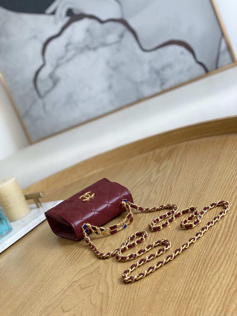 Chanel AP2944 Clutch with Chain Lambskin Wine Red
