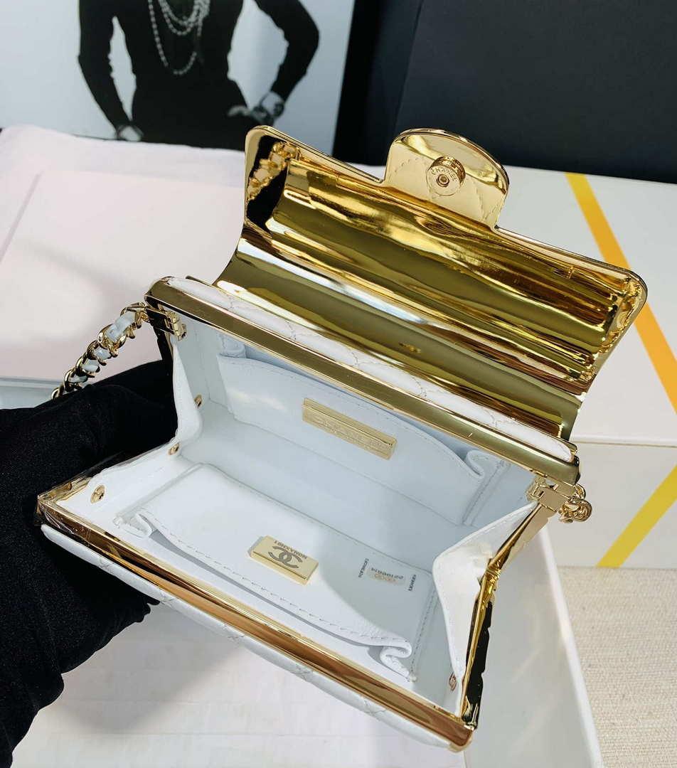 Chanel AS3308 Small Evening Bag 22A Limited Edition White Lambskin Gold