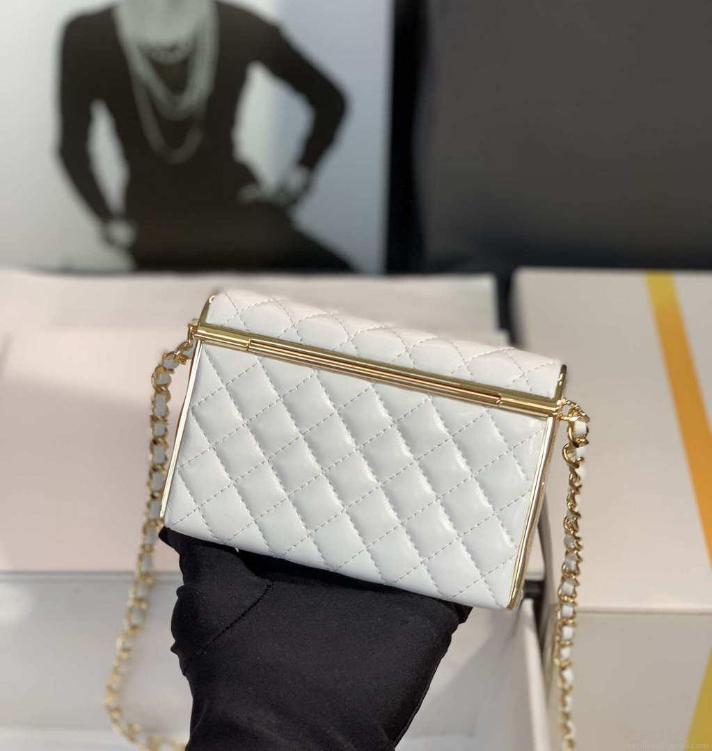 Chanel AS3308 Small Evening Bag 22A Limited Edition White Lambskin Gold