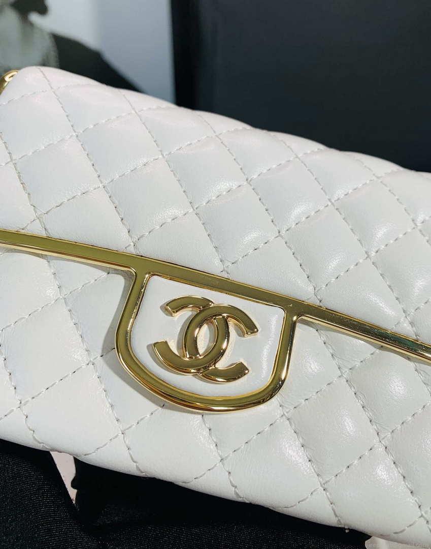 Chanel AS3308 Small Evening Bag 22A Limited Edition White Lambskin Gold