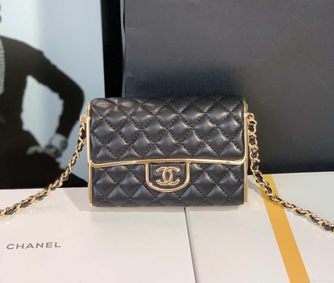 Chanel AS3308 Small Evening Bag 22A Limited Edition Black Lambskin Gold