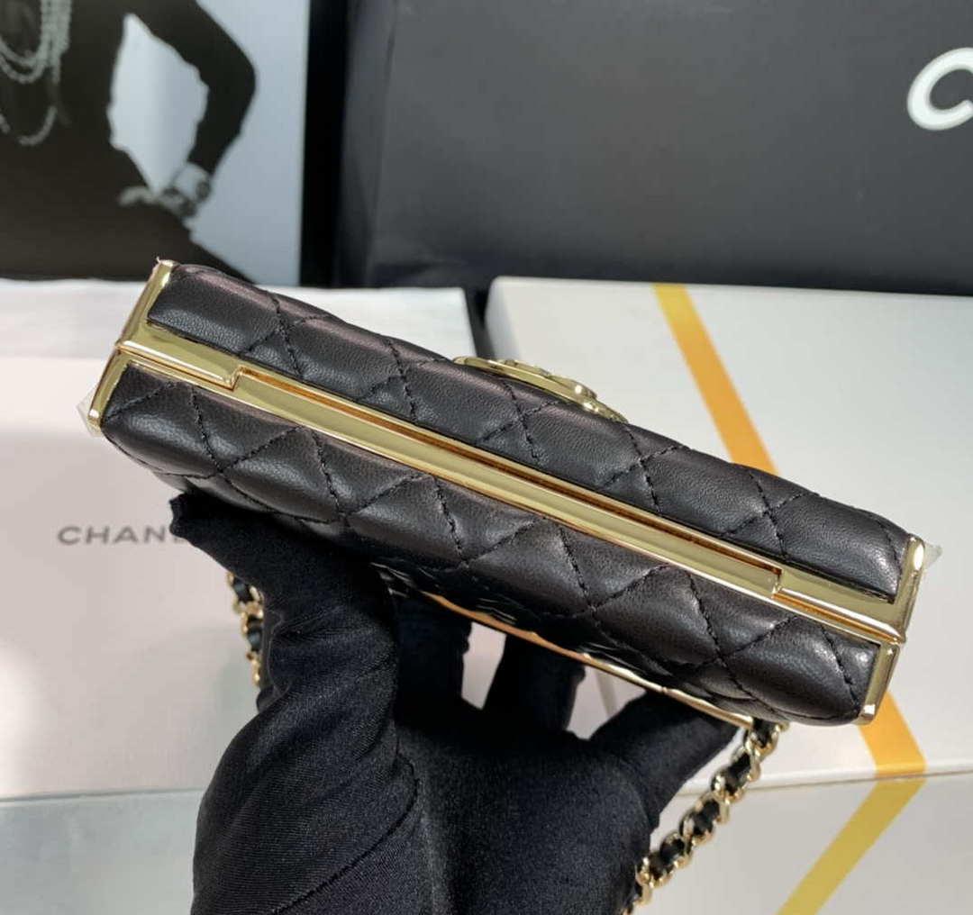 Chanel AS3308 Small Evening Bag 22A Limited Edition Black Lambskin Gold