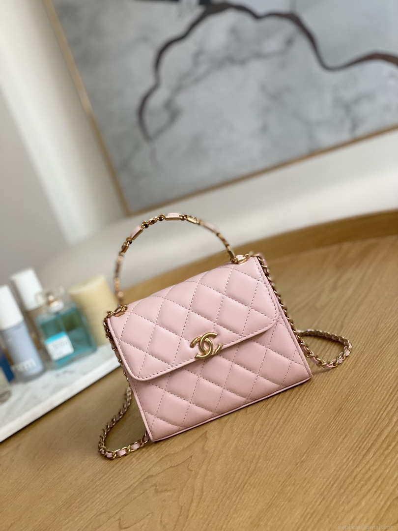 Chanel AP2945 Clutch with Chain Lambskin Light Pink Gold