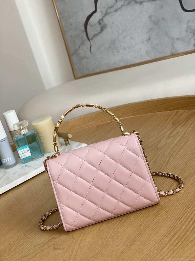 Chanel AP2945 Clutch with Chain Lambskin Light Pink Gold