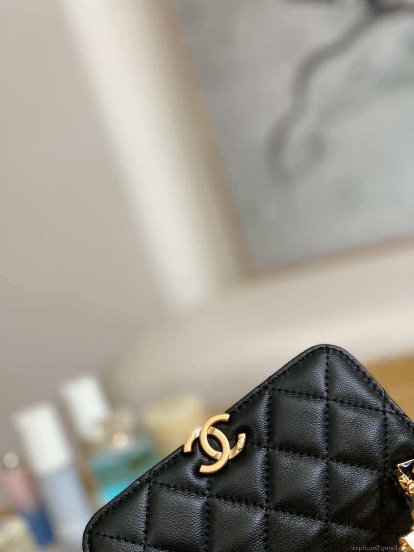 Chanel AP2945 Clutch with Chain Lambskin Black Gold