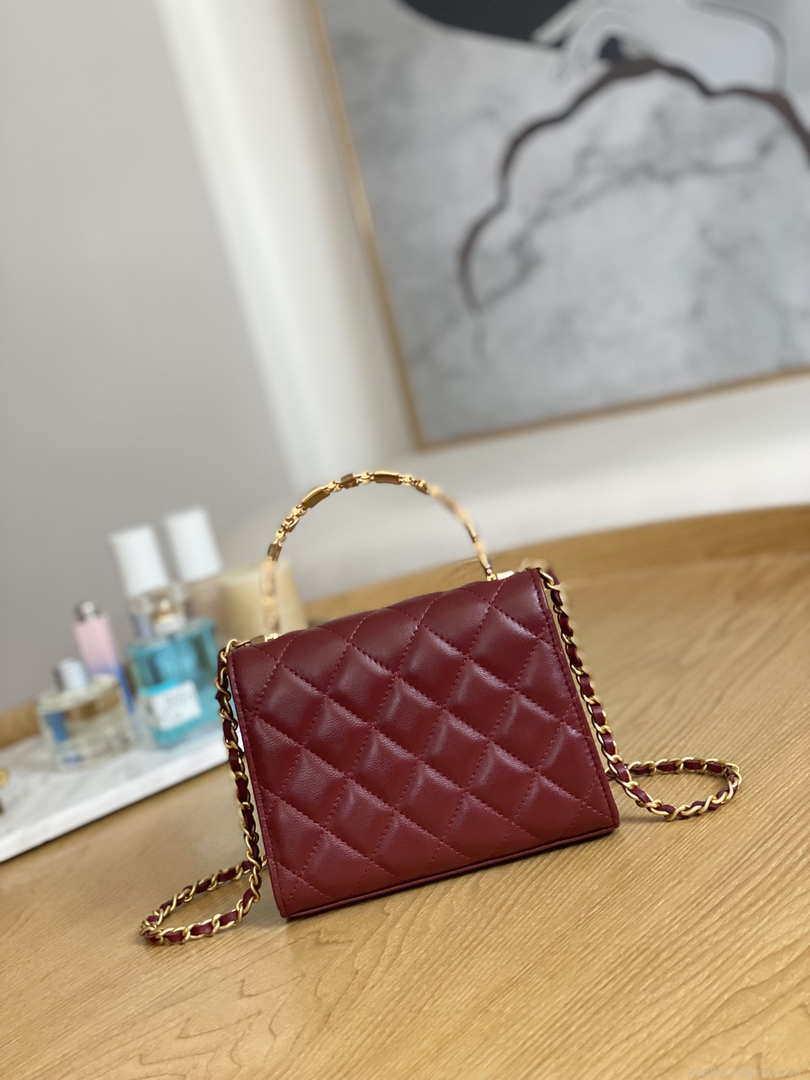 Chanel AP2945 Clutch with Chain Lambskin Wine Red Gold