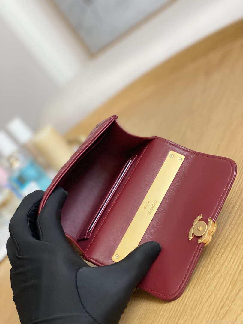 Chanel AP2945 Clutch with Chain Lambskin Wine Red Gold
