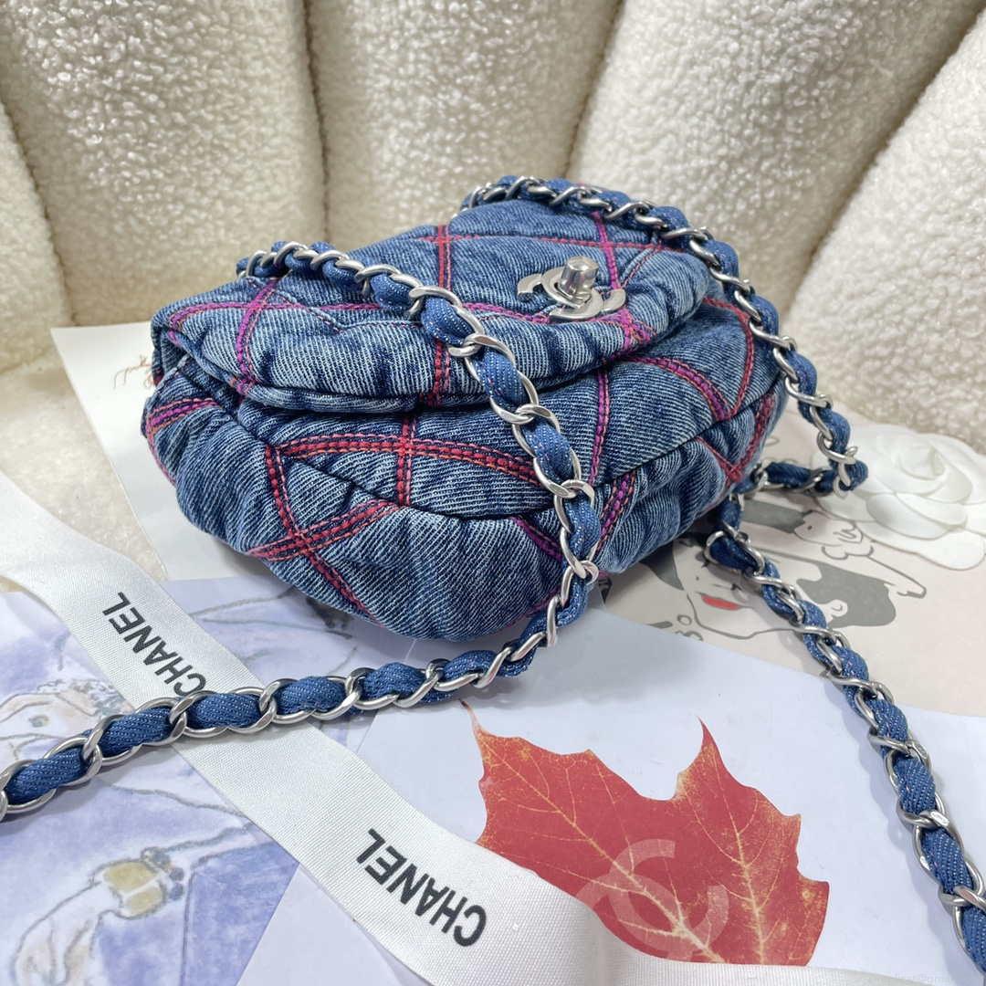 Chanel AS3187 22A Beach Denim mini saddle bag Denim blue