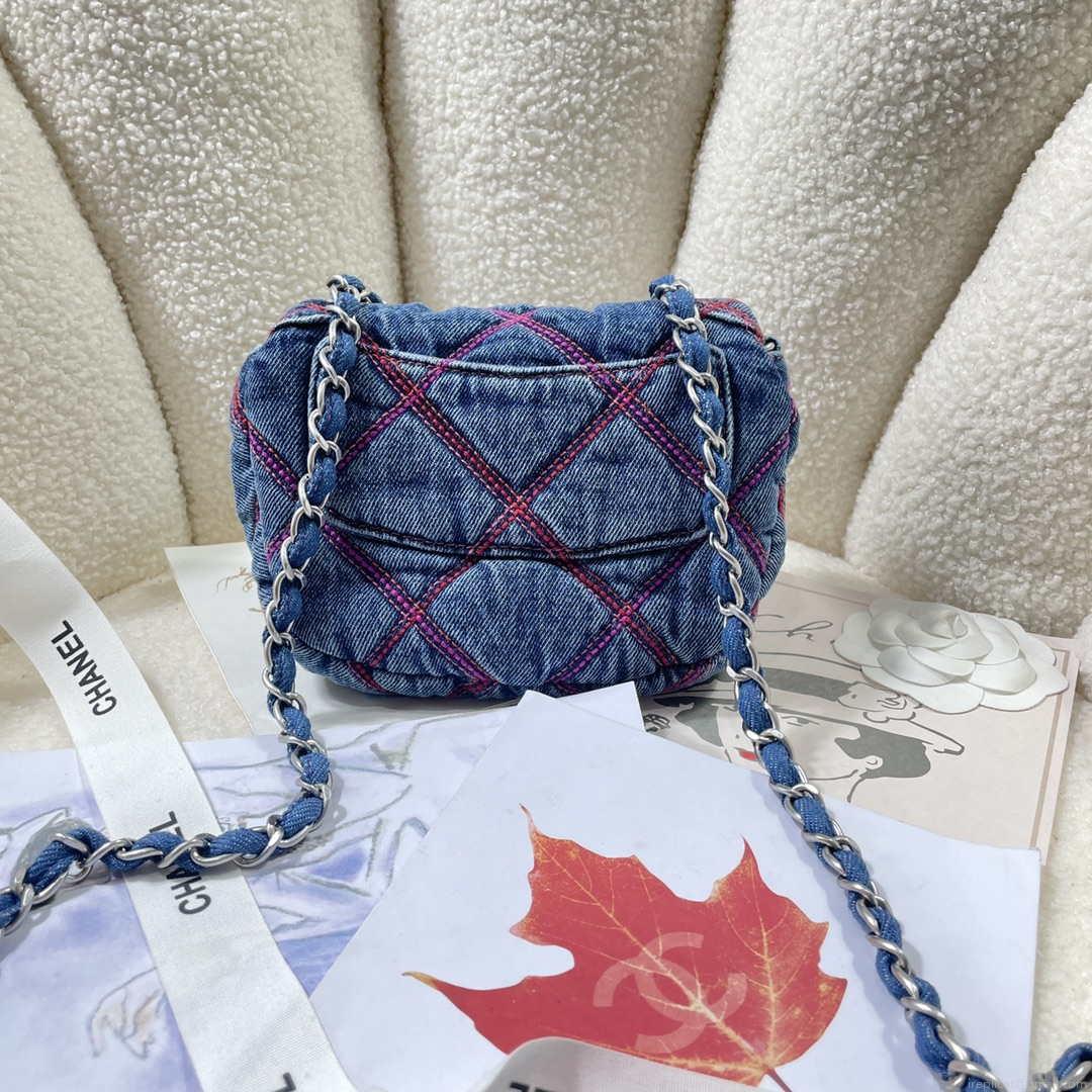 Chanel AS3187 22A Beach Denim mini saddle bag Denim blue