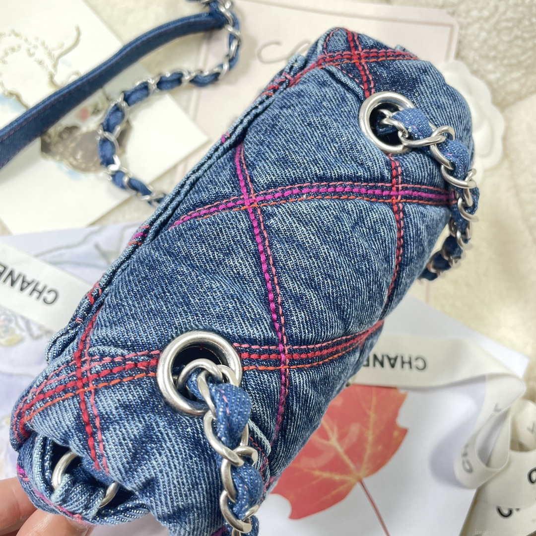 Chanel AS3187 22A Beach Denim mini saddle bag Denim blue