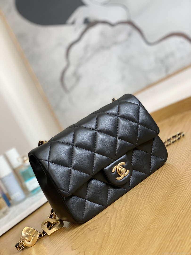 Chanel AS3457 Mini Flap Bag Lambskin & Gold-Tone Metal Black