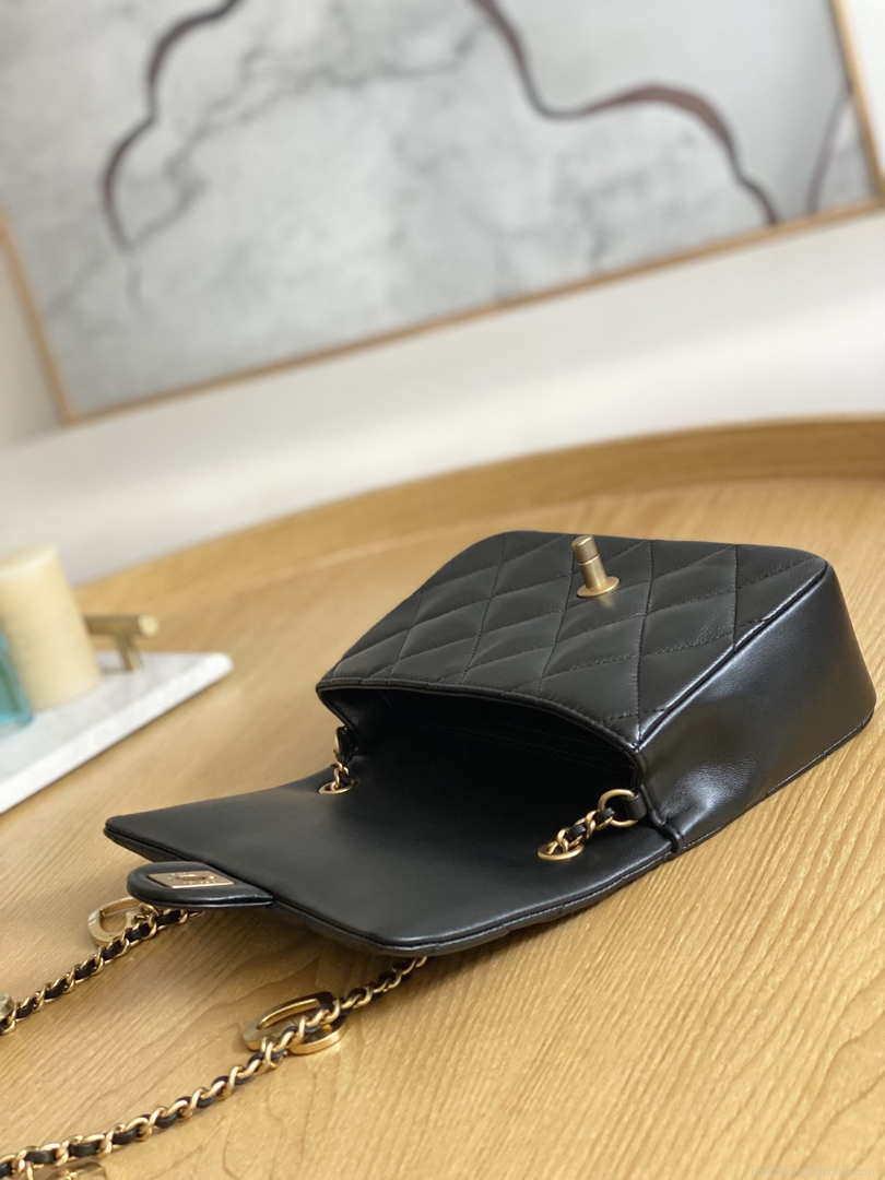 Chanel AS3457 Mini Flap Bag Lambskin & Gold-Tone Metal Black