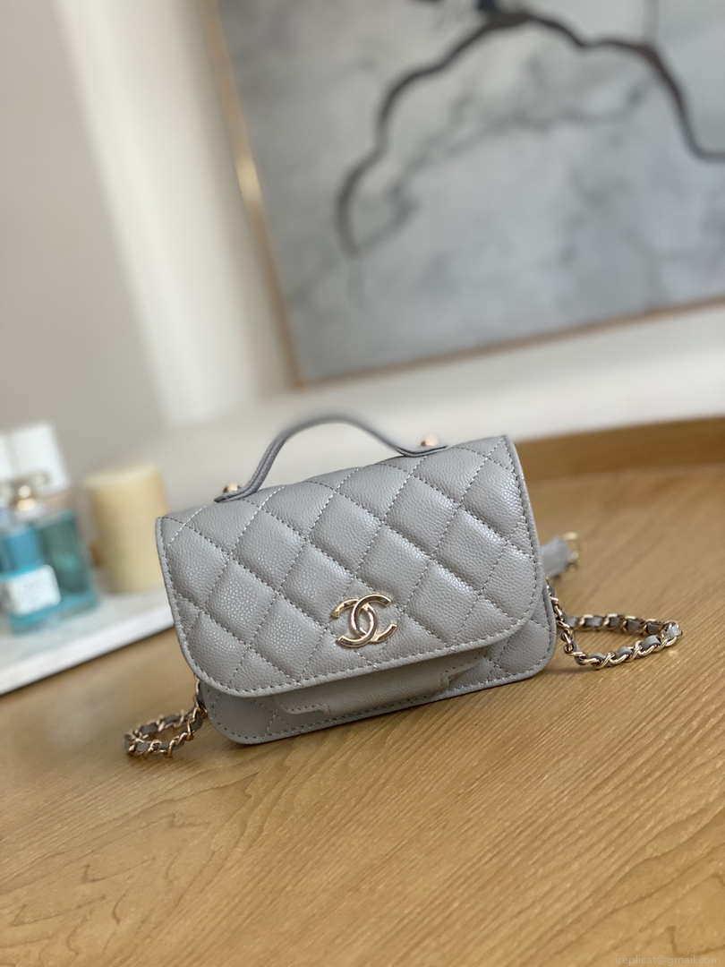 Chanel A81215 Mini messenger bag with Handle Gray