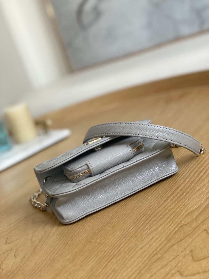 Chanel A81215 Mini messenger bag with Handle Gray