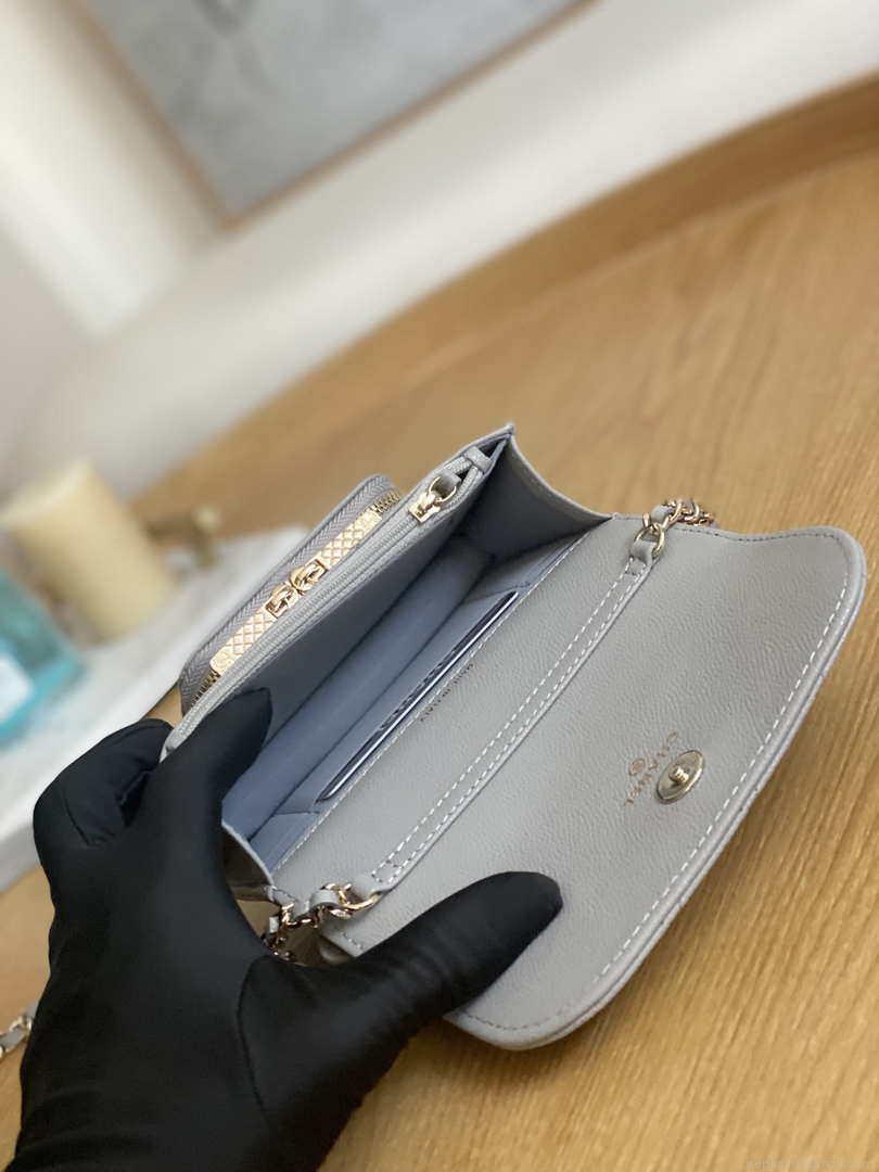 Chanel A81215 Mini messenger bag with Handle Gray