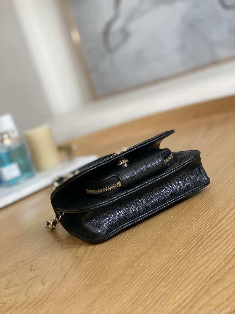 Chanel A81215 Mini messenger bag with Handle Black