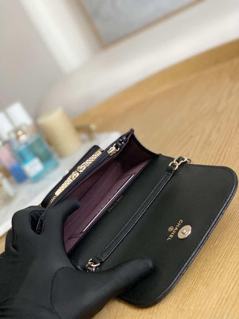 Chanel A81215 Mini messenger bag with Handle Black