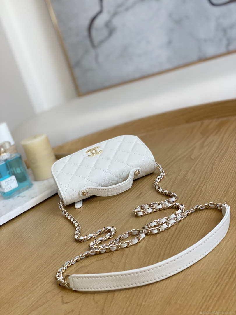 Chanel A81215 Mini messenger bag with Handle White