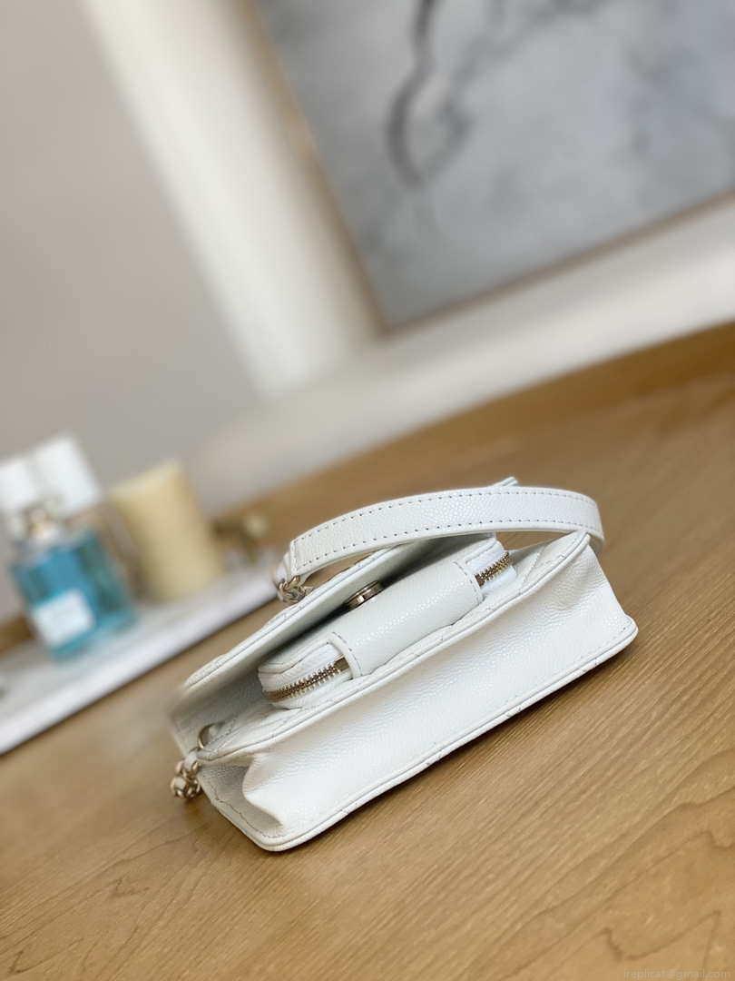 Chanel A81215 Mini messenger bag with Handle White