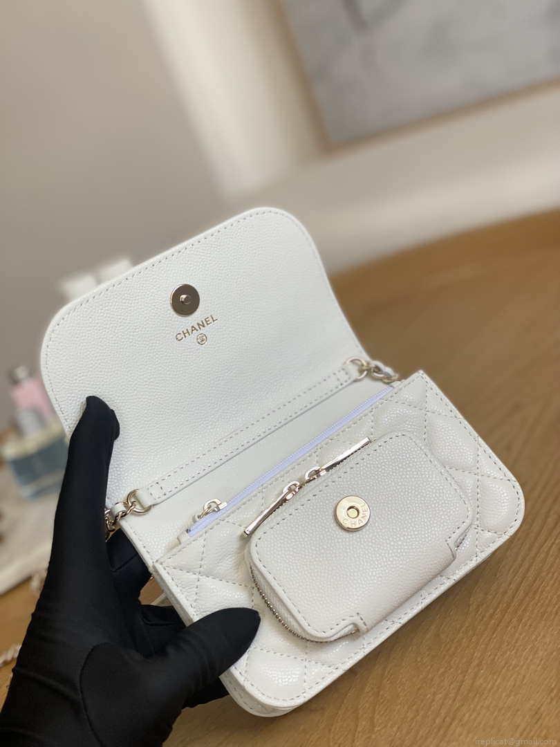 Chanel A81215 Mini messenger bag with Handle White