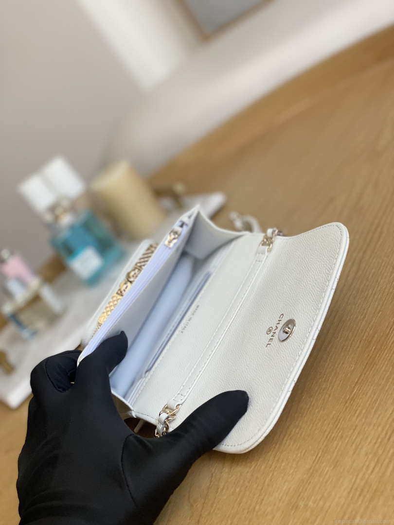 Chanel A81215 Mini messenger bag with Handle White