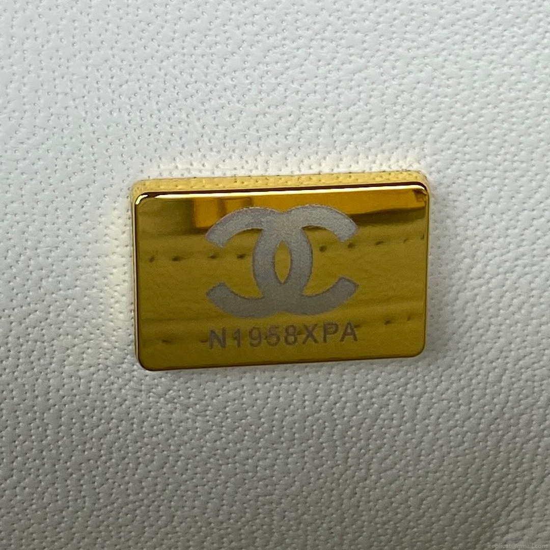Chanel AS2431 Mini flap White Lambskin bag with top handle Gold