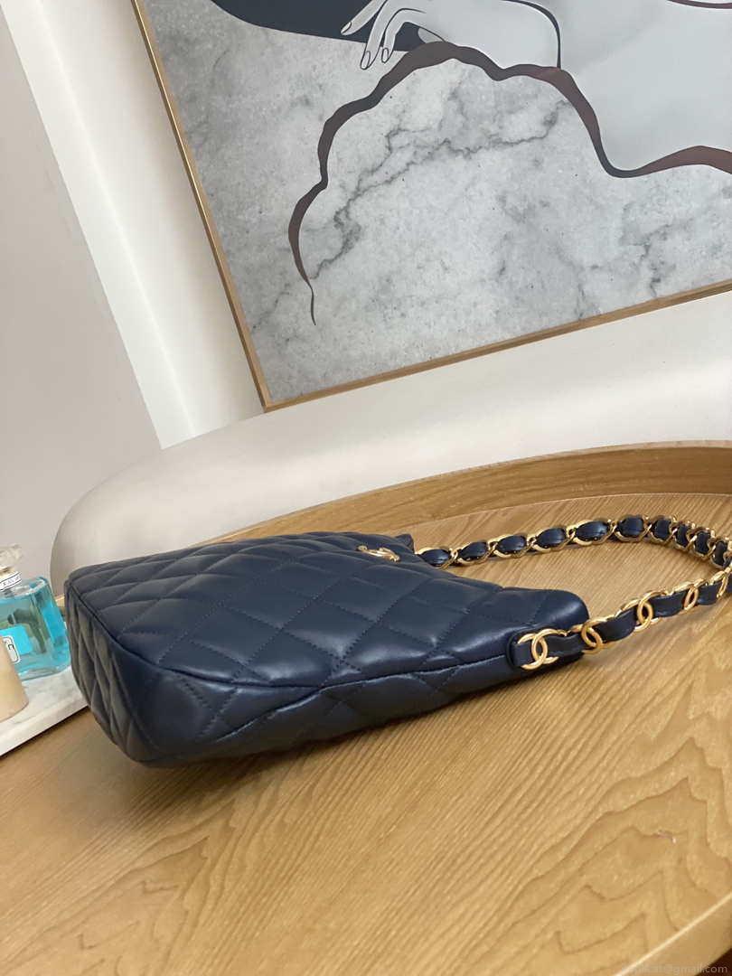 Chanel AS3631 2022 new hippie underarm Hobo bag Lambskin Navy blue