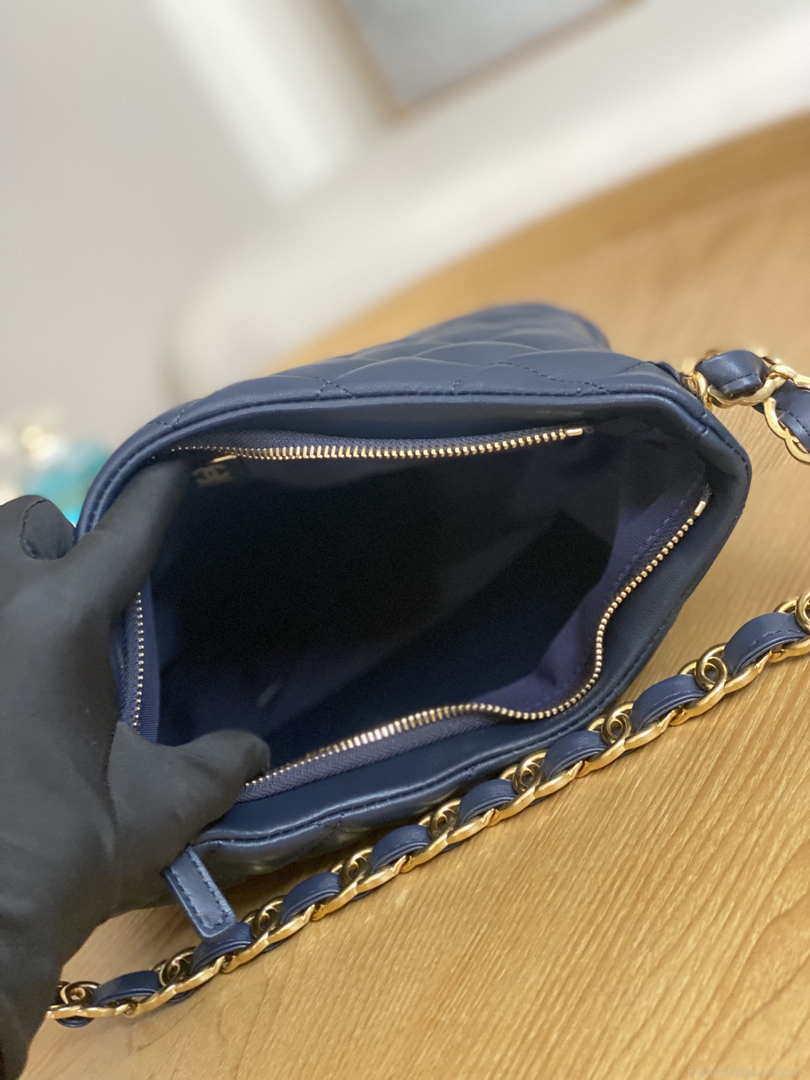 Chanel AS3631 2022 new hippie underarm Hobo bag Lambskin Navy blue