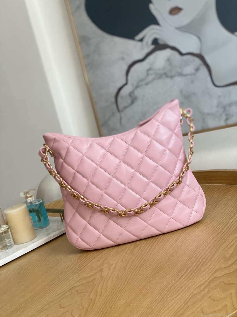 Chanel AS3631 2022 new hippie underarm Hobo bag Lambskin Pink