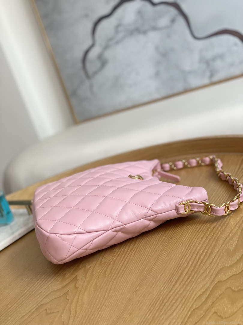 Chanel AS3631 2022 new hippie underarm Hobo bag Lambskin Pink