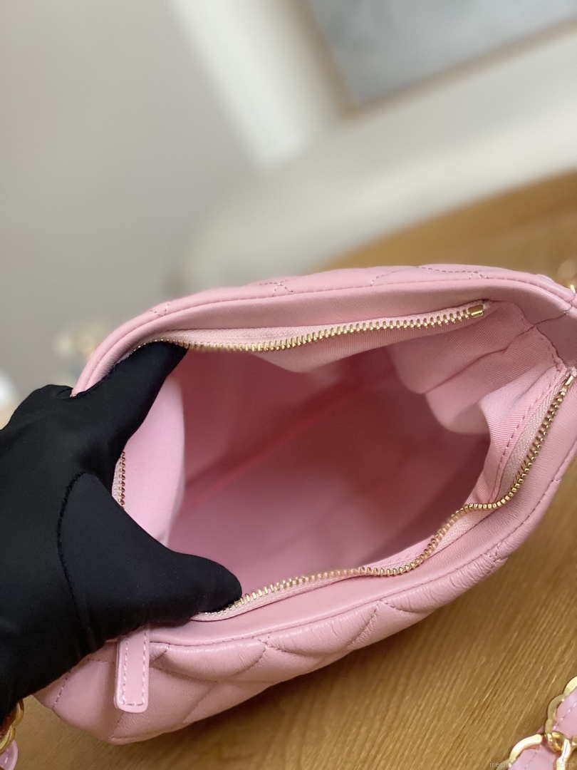 Chanel AS3631 2022 new hippie underarm Hobo bag Lambskin Pink