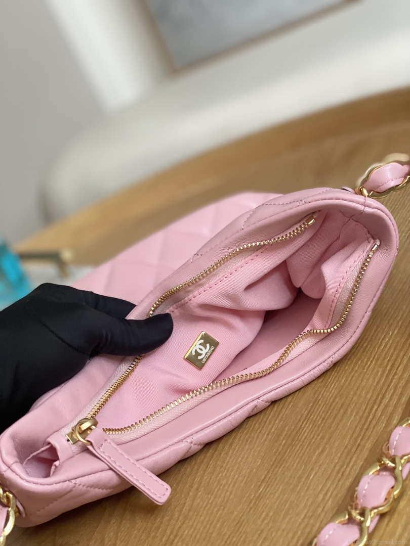 Chanel AS3631 2022 new hippie underarm Hobo bag Lambskin Pink