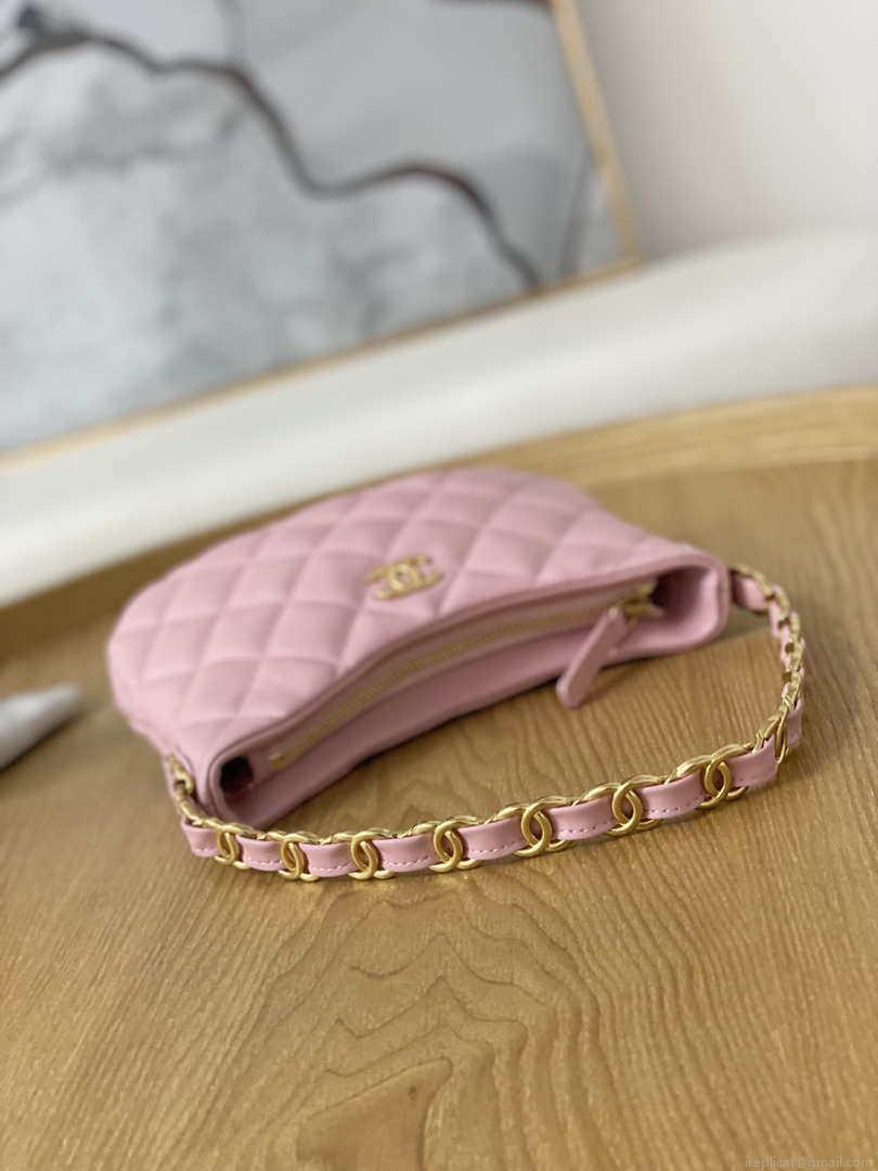 Chanel AS3562 Hobo Handbag Lambskin Pink