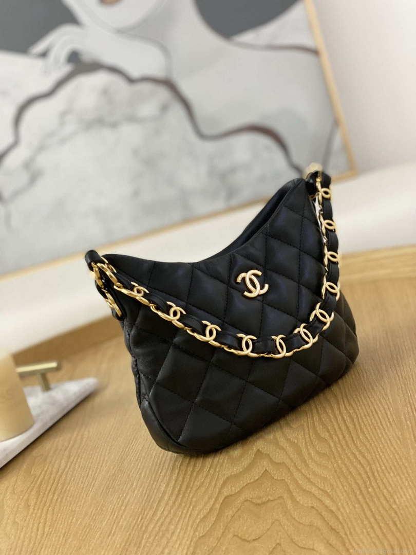 Chanel AS3562 Hobo Handbag Lambskin Black