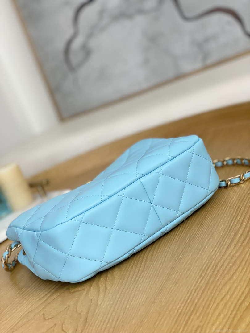 Chanel AS3476 Hobo Handbag Lambskin Blue