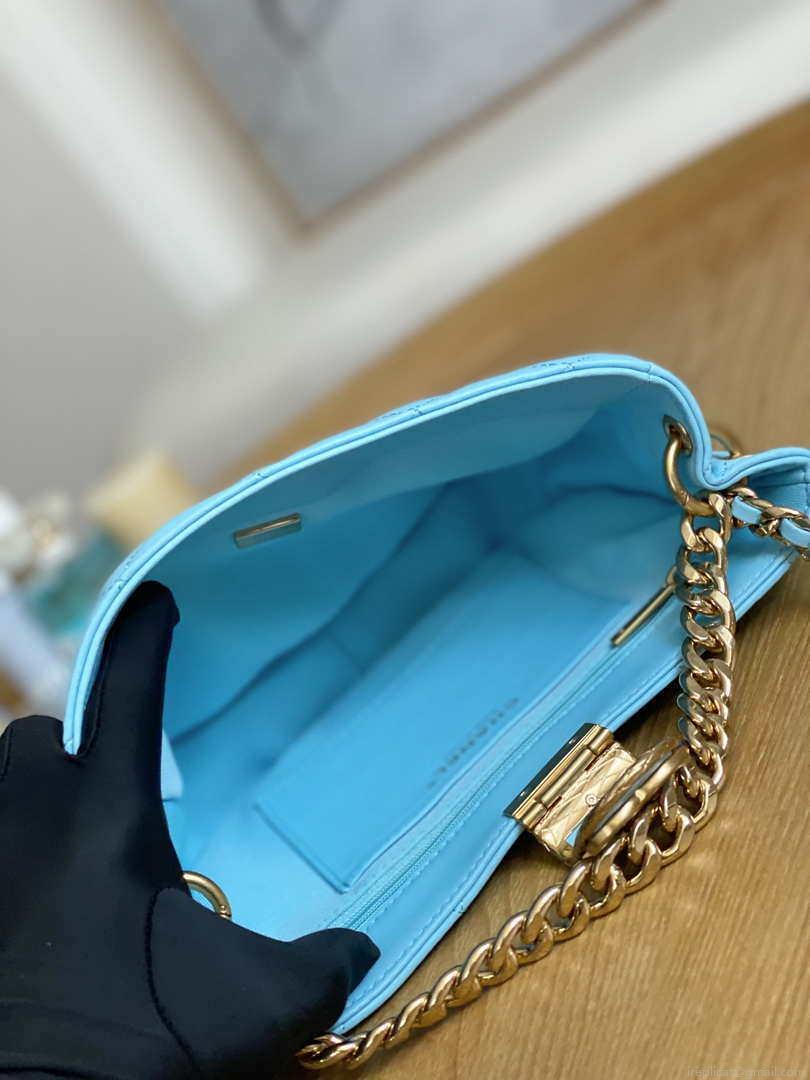 Chanel AS3476 Hobo Handbag Lambskin Blue