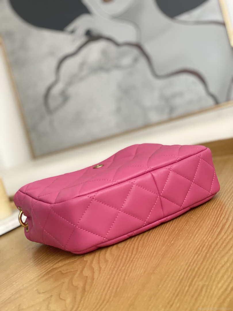 Chanel AS3476 Hobo Handbag Lambskin Rose Red