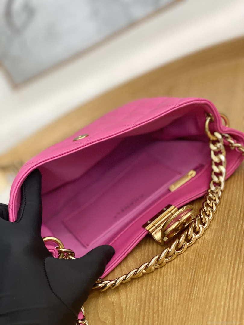 Chanel AS3476 Hobo Handbag Lambskin Rose Red