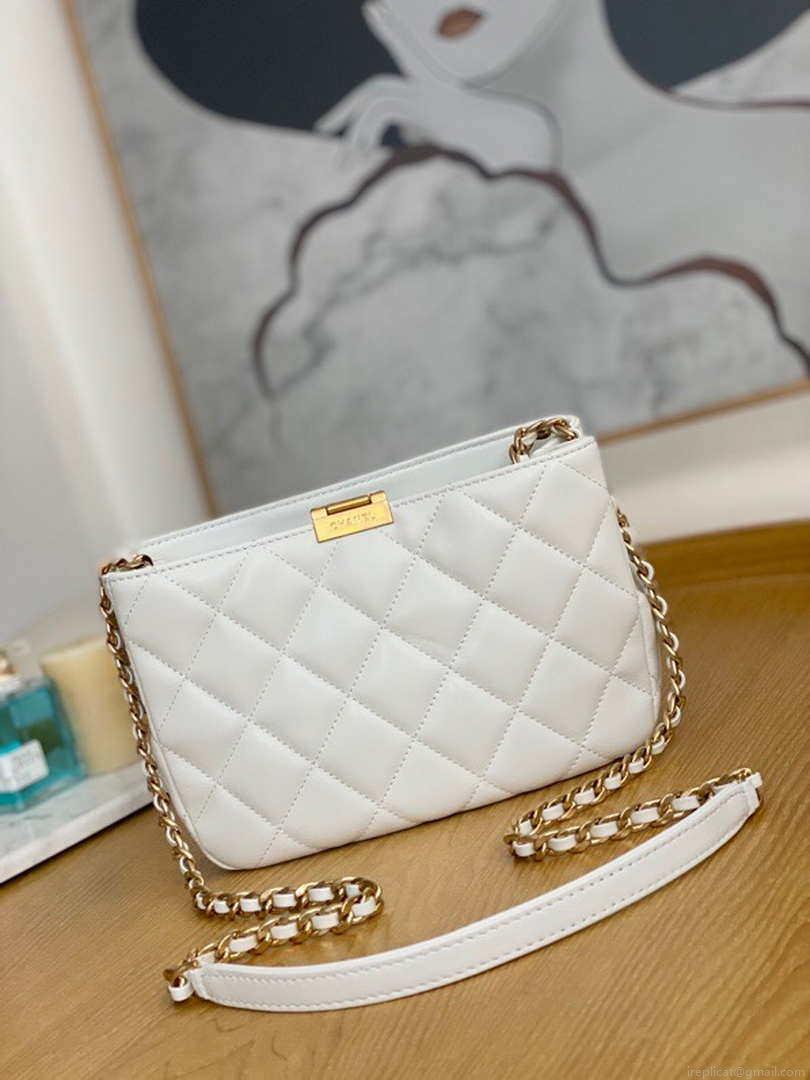 Chanel AS3476 Hobo Handbag Lambskin White