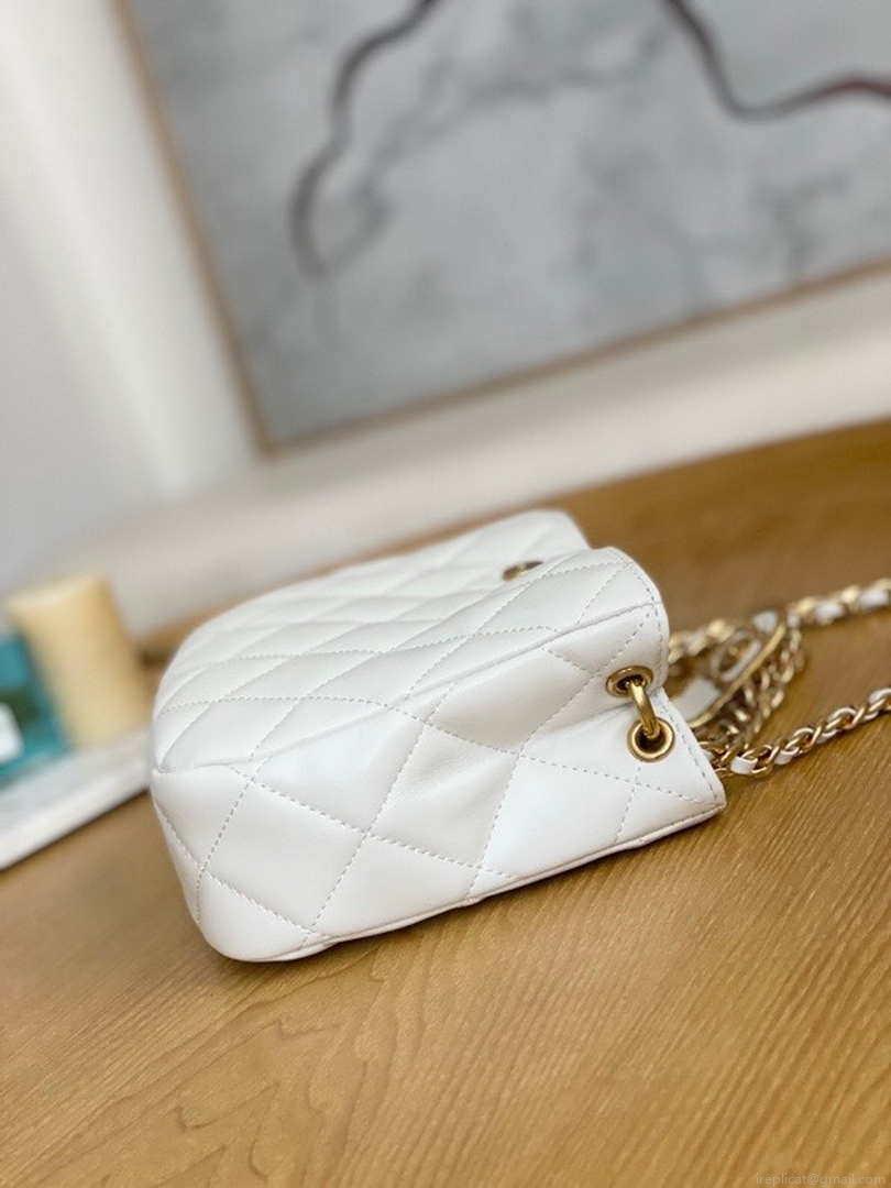 Chanel AS3476 Hobo Handbag Lambskin White