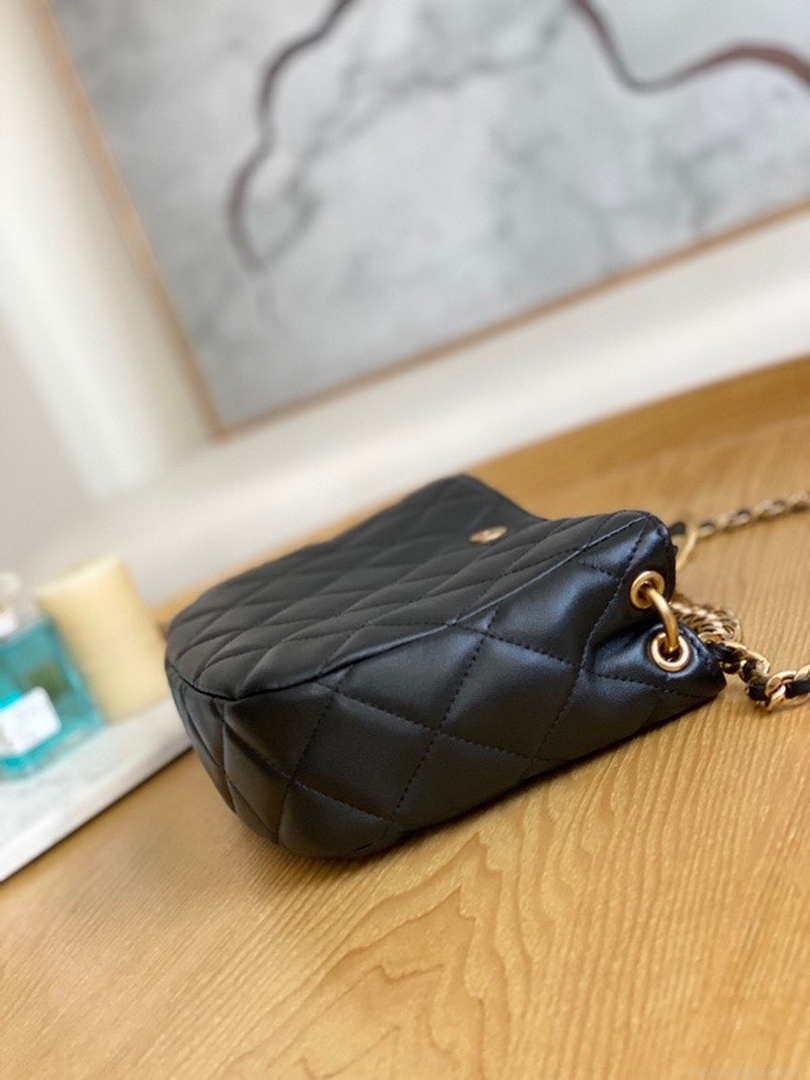 Chanel AS3476 Hobo Handbag Lambskin Black