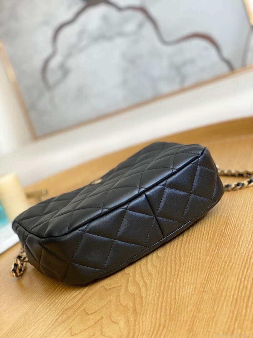 Chanel AS3476 Hobo Handbag Lambskin Black