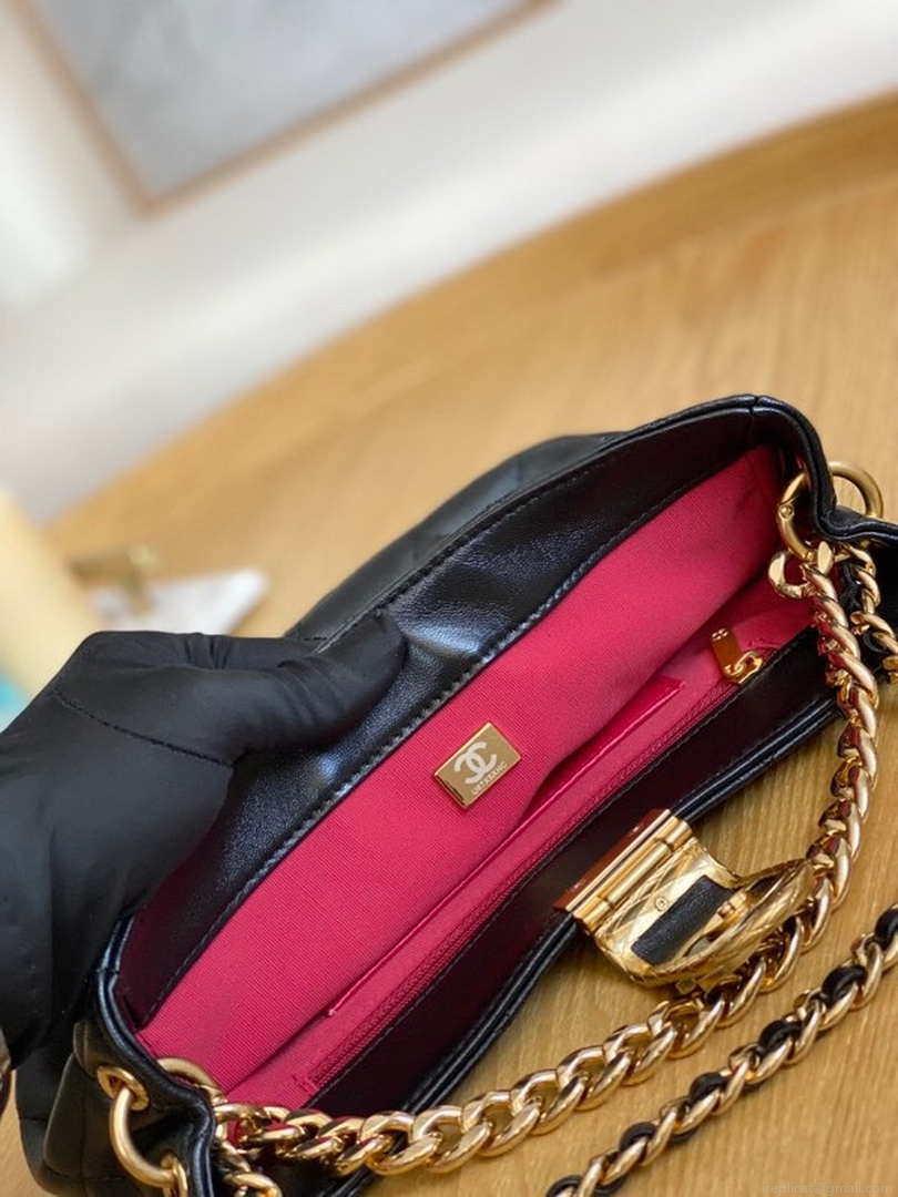 Chanel AS3476 Hobo Handbag Lambskin Black