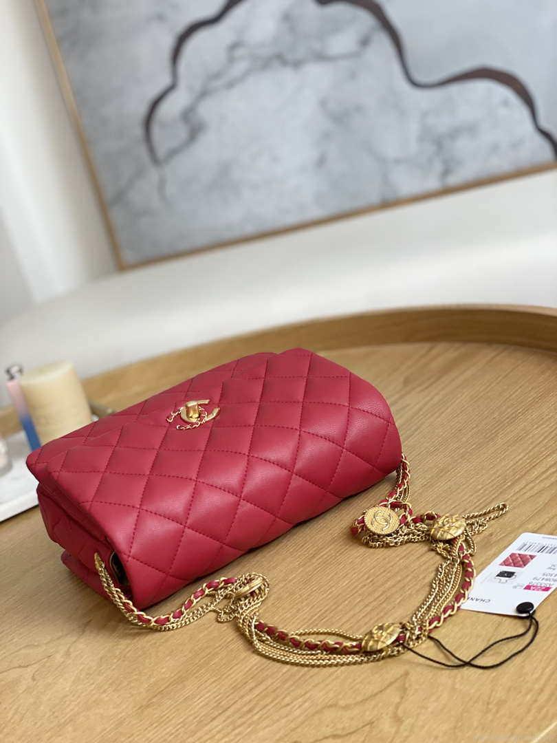 Chanel AS3378 MINI Flap Bag Lambskin Red