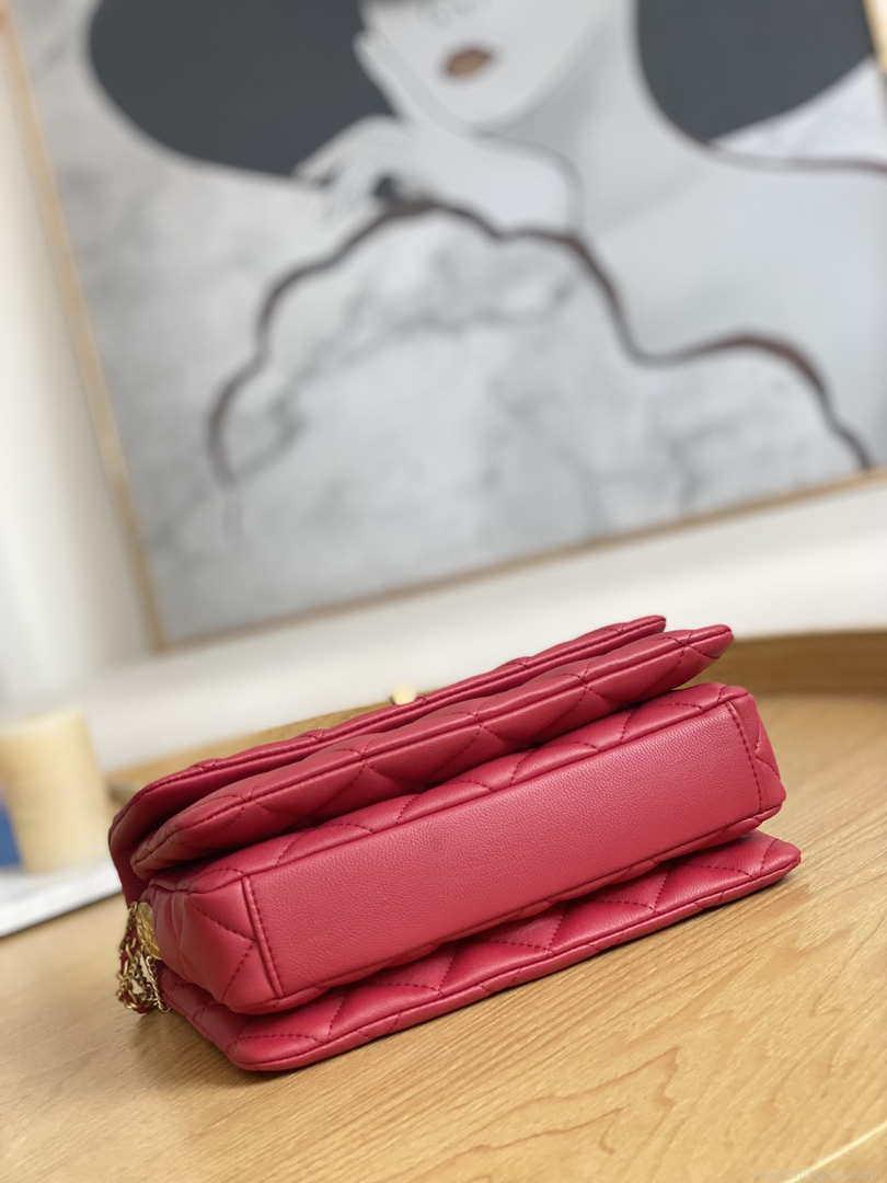 Chanel AS3378 MINI Flap Bag Lambskin Red