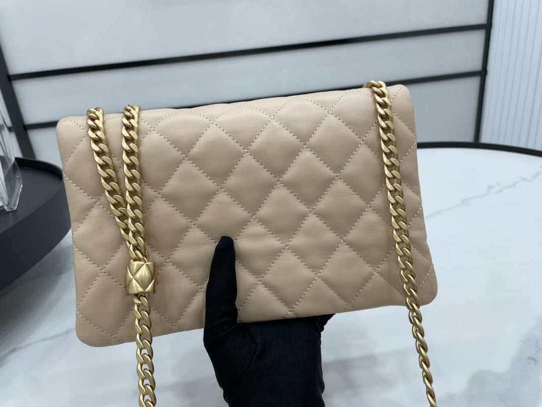 Chanel AS3609 Flap Bag Lambskin Lambskin & Gold-Tone Metal Apricot
