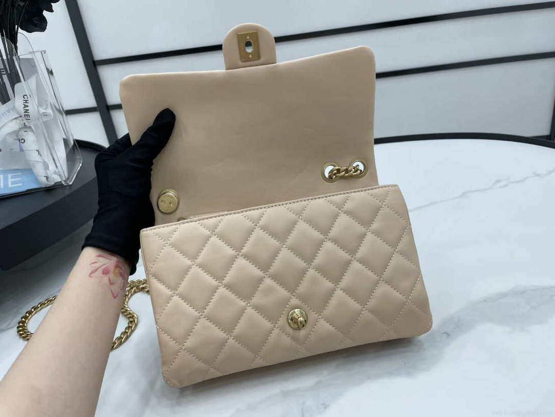 Chanel AS3609 Flap Bag Lambskin Lambskin & Gold-Tone Metal Apricot