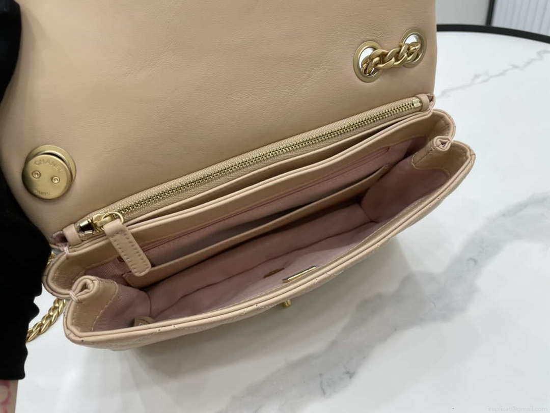 Chanel AS3609 Flap Bag Lambskin Lambskin & Gold-Tone Metal Apricot