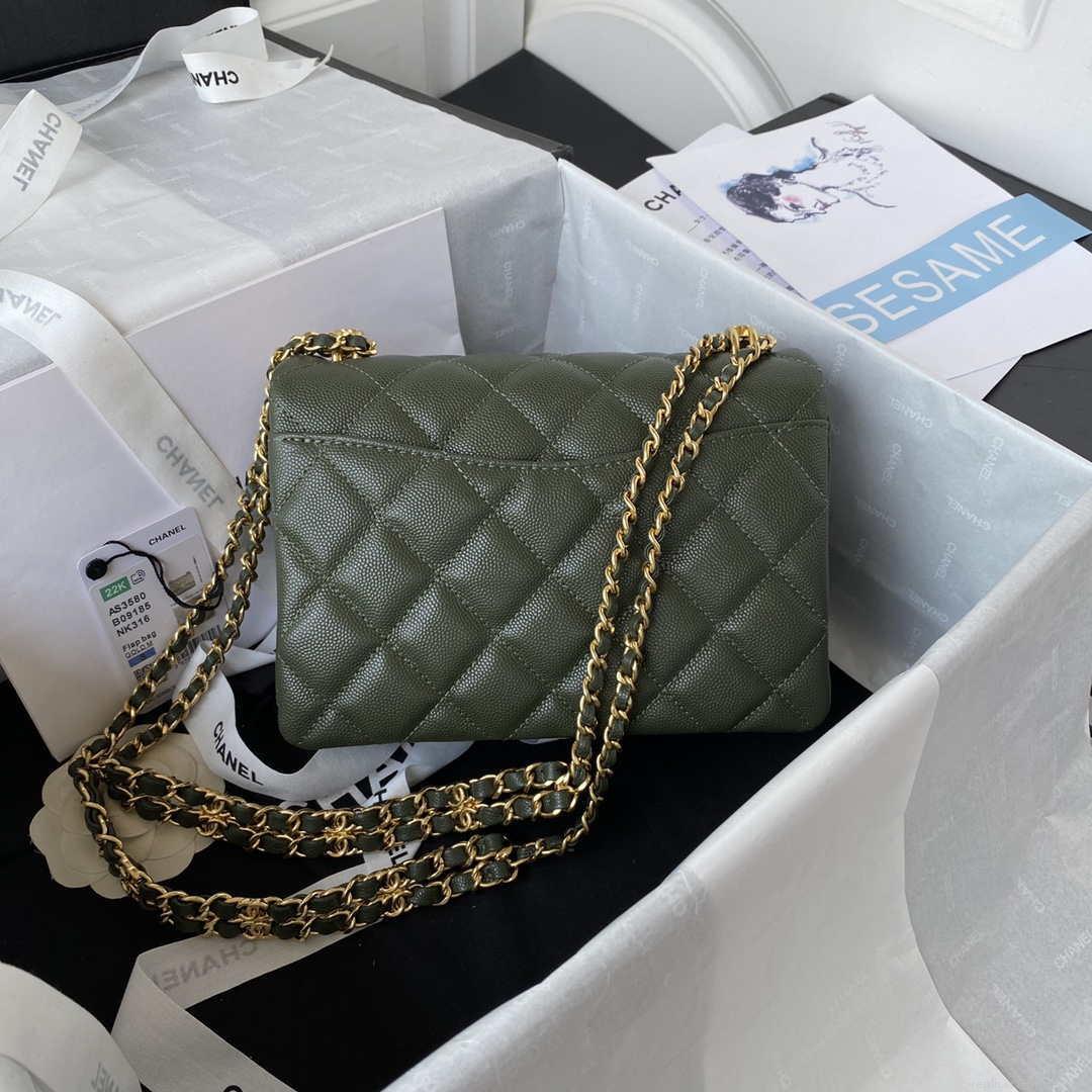 Chanel AS3580 Small Flap Bag Lambskin Lambskin & Gold-Tone Metal Green