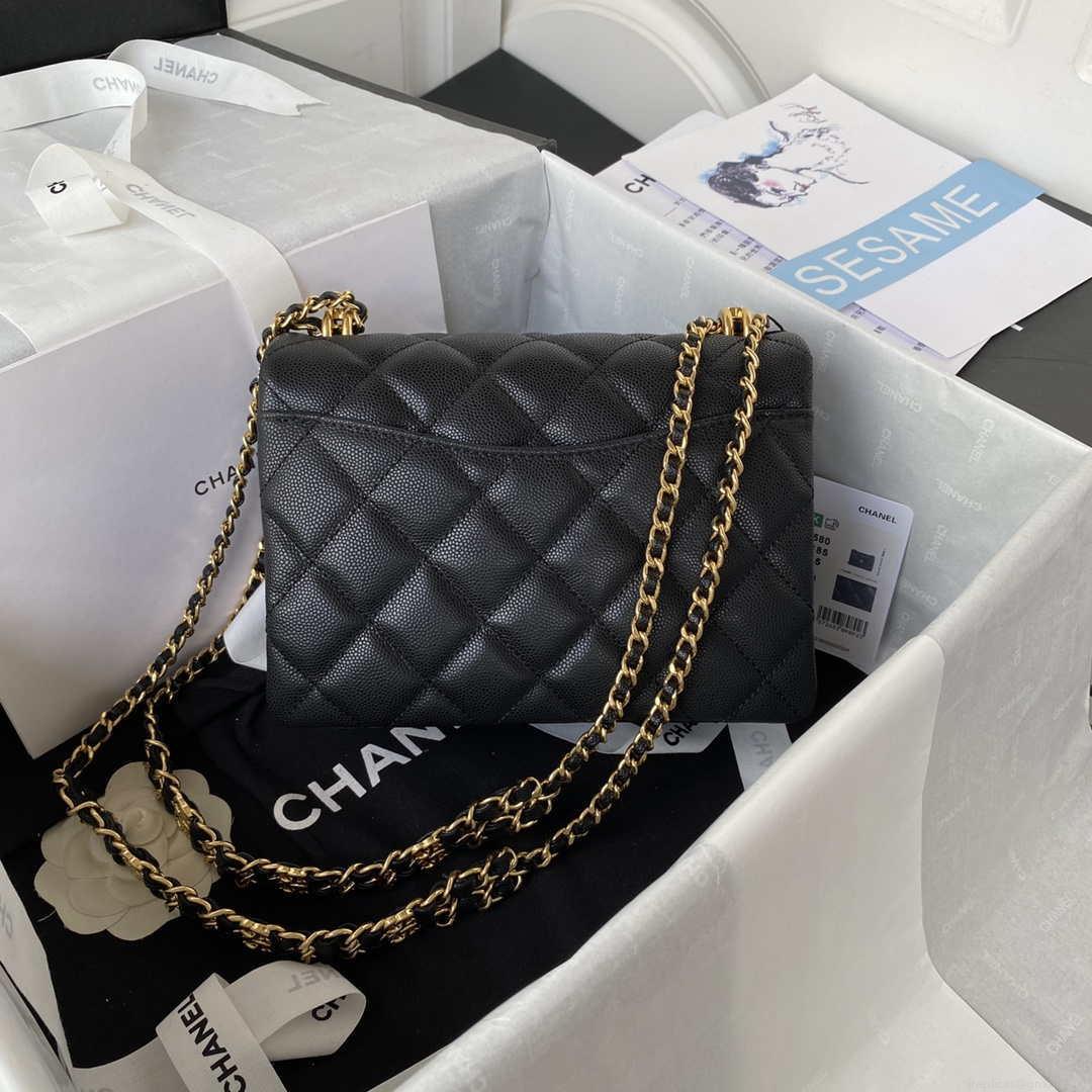 Chanel AS3580 Small Flap Bag Lambskin Lambskin & Gold-Tone Metal Black